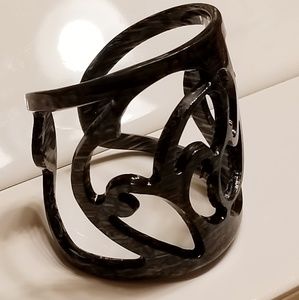 Scalloped charcoal grey acrylic cuff bracelet